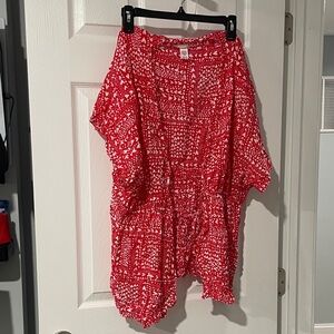 Victoria's Secret Red and White Heart Pattern Tie Robe